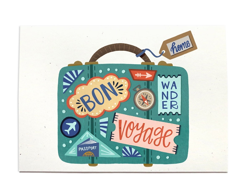 Bon Voyage Card Moving Card Travel Card Going Away Card Etsy