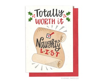 Funny Holiday Card - Funny Christmas Card - Naughty List - Hennel Paper Co. - XM8