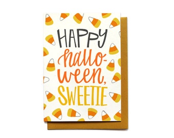 Halloween Card - Happy Halloween Sweetie - Candy Corn