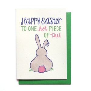 Funny Easter Card Happy Easter to One Hot Piece of Tail Dirty Easter Card Inappropriate Easter Hennel Paper Co. EA6 image 1