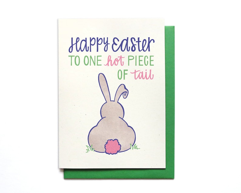 Funny Easter Card Happy Easter to One Hot Piece of Tail Dirty Easter Card Inappropriate Easter Hennel Paper Co. EA6 image 1
