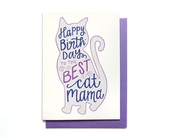 Cat Mom Birthday Card - Cat Lady Birthday - Happy Birthday to the best cat mama - Birthday card from the cat - BD39