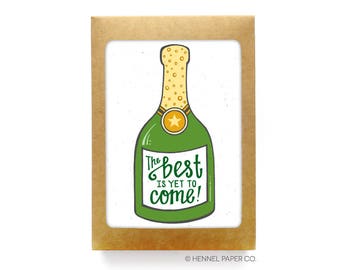 New Years Card Set: Champagne Card, Recycled Cardstock