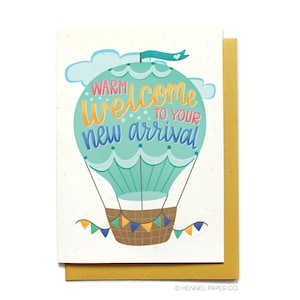 Hot Air Balloon New Baby Card: Warm Welcome Arrival