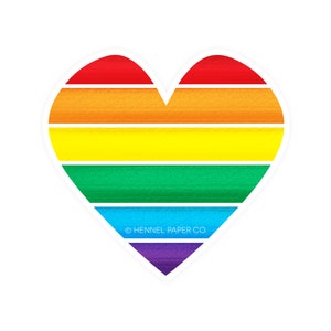 LGBT Pride Magnet - Rainbow Heart Car Magnet - Love Is Love - Kitchen Refrigerator Office Locker Fridge Magnet - Hennel Paper Co.