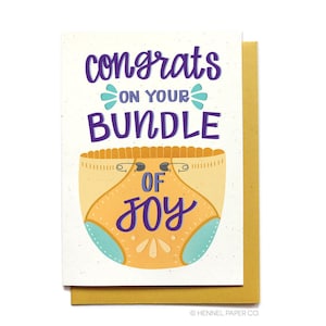 Carte de douche de bébé mignonne Paquet de joie Bébé enceinte Bébé de bienvenue Carte de félicitations pour bébé Hennel Paper Co. BA5 image 1