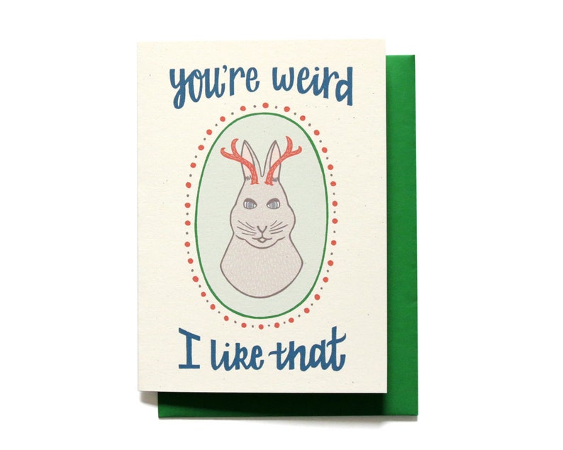 Funny Anniversary Card You're Weird Jackalope Funny Love Card LV18 image 1