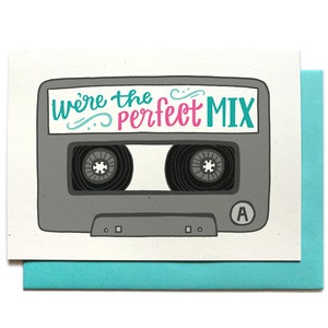 Retro Love Card - Mix Tape - Cassette tape - Perfect Mix - Anniversary Card - LV33