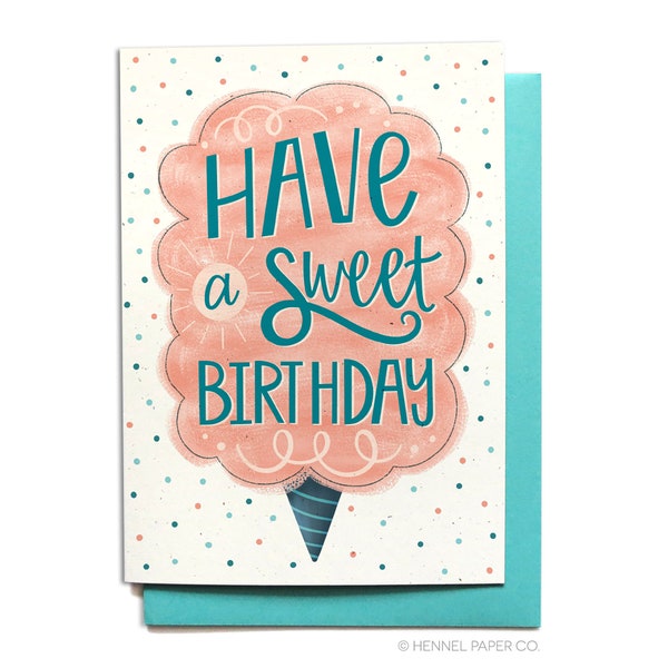 Cotton Candy Birthday Card Etsy