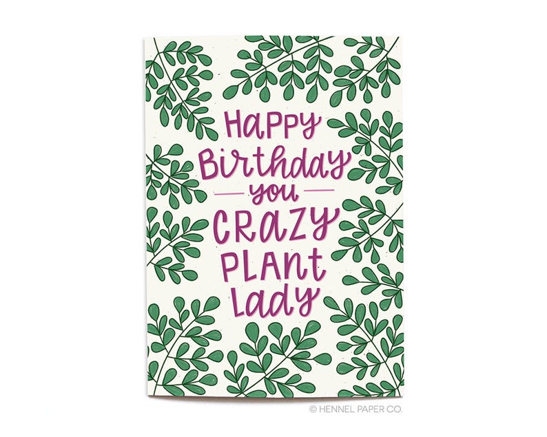 Plant Lady Birthday Card Crazy Plant Lady Gift For Plant | Etsy