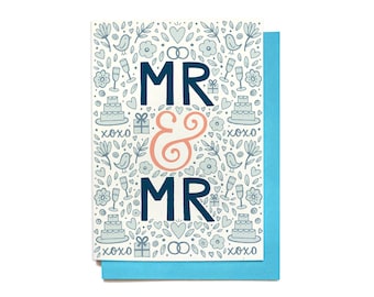 Gay Wedding Card - Mr & Mr - Wedding Congratulations - Wedding Shower Card - Engagement Card - LGBT wedding card - same sex marriage card