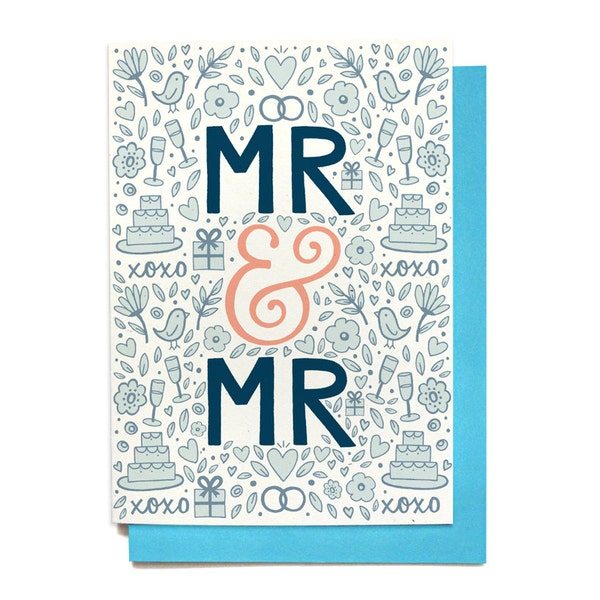 Gay Wedding Card - Mr & Mr - Wedding Congratulations - Wedding Shower Card - Engagement Card - LGBT wedding card - same sex marriage card