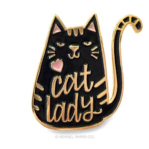 Cat Lady Enamel Pin Cat Pin Mothers Day Gift Cat Enamel Pin Cat Brooch Pin Cat gift Cat lapel pin Black Cat image 2