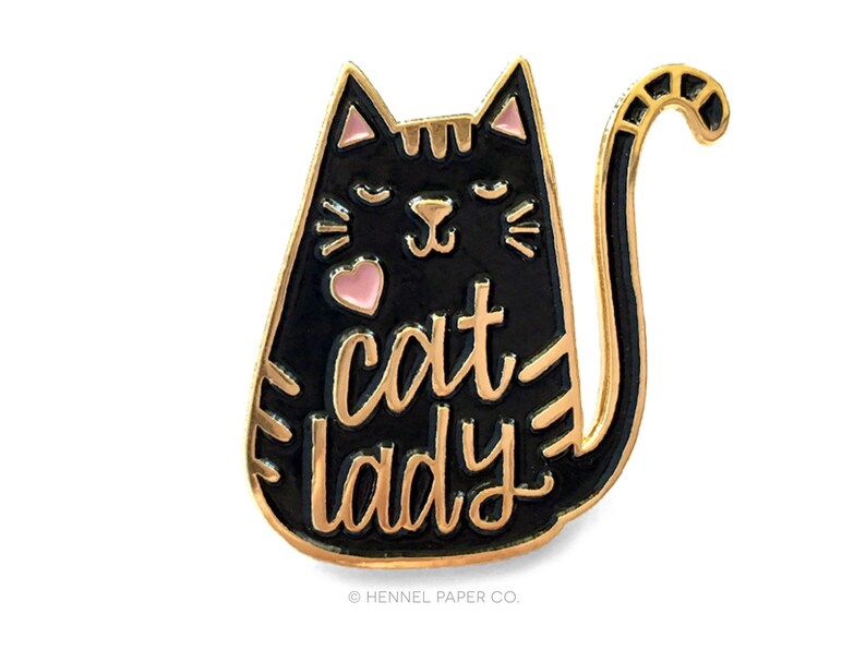 Cat Lady Enamel Pin Cat Pin Mothers Day Gift Cat Enamel Pin Cat Brooch Pin Cat gift Cat lapel pin Black Cat image 2