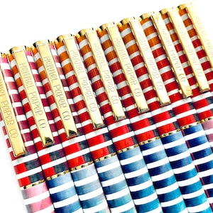 Writing Pen, Rollerball Tip, Black Ink, Rainbow Stripe, Refillable Ink, Hennel Paper Co.