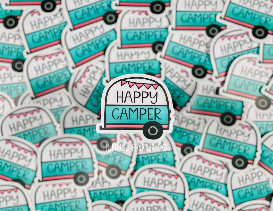 Happy Camper Sticker - Clear Vinyl Camping Sticker - Gift for Her ...