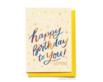 Gemini Birthday Card: Zodiac Astrology Gift