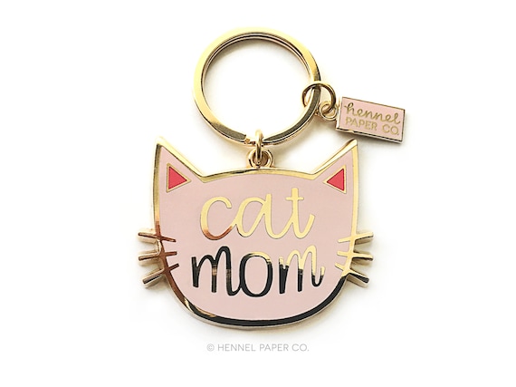 Cat Mom Enamel Keychain Cat Lady Gift for Her Best Friend Gift Cat