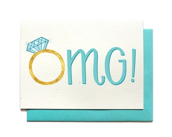 Engagement Card - OMG - Wedding Engagement - Congratulations Card - Congrats Card