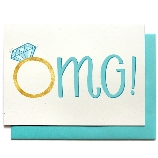 Tarjeta de compromiso - OMG - Compromiso de boda - Tarjeta de felicitación - Tarjeta de felicitaciones