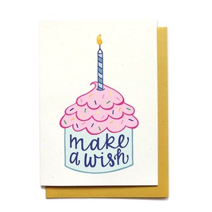 Birthday Card - Make A Wish - Cupcake Birthday Card