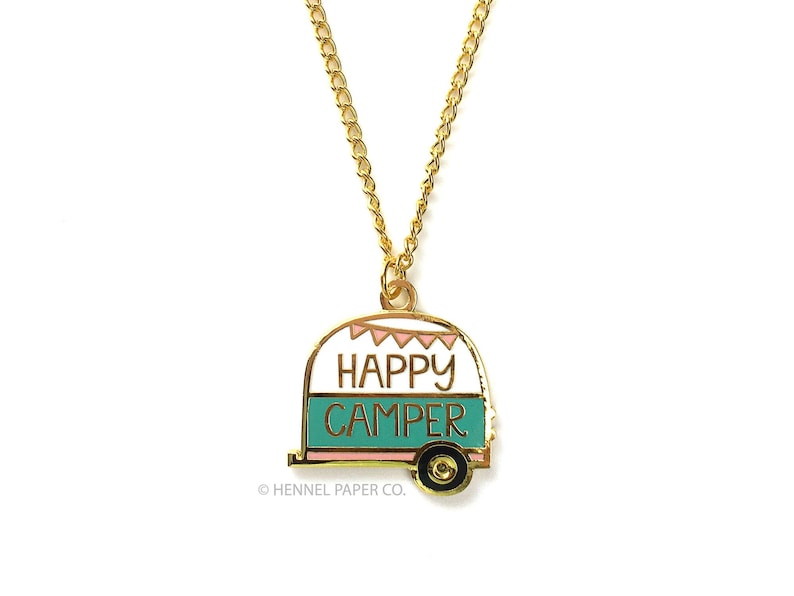 Happy Camper Necklace Cute necklace Charm Necklace Pendant Etsy