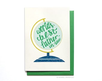 Father-in-Law Card - Globe Design, Recycled Cardstock