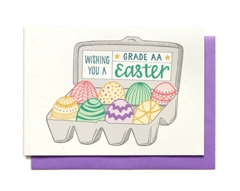 Easter Card - Decorated Easter Eggs - Easter Egg Carton - Grade AA Easter - Hennel Paper Co. - EA1