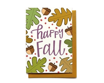 Happy Fall - Fall Leaves - Autumn Greetings - Autumn Hello Card - Fall Hello Card - autumn leaf