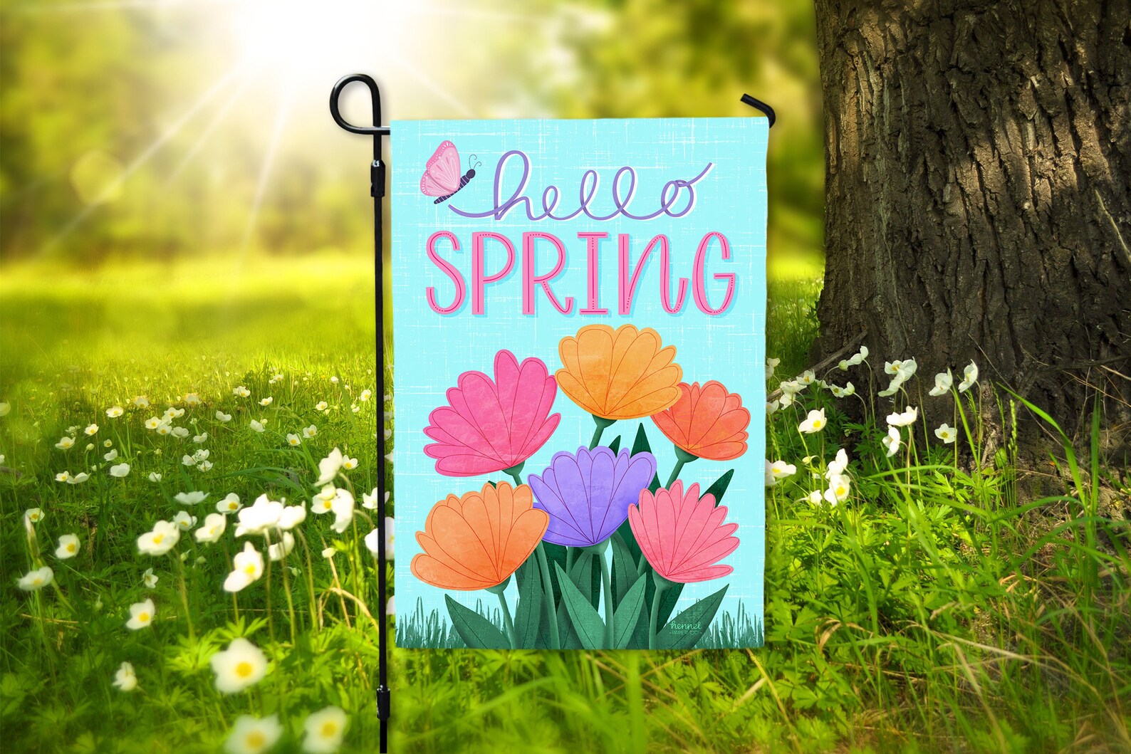 DOUBLE SIDED Hello Spring Garden Flag Spring Flowers Garden Etsy