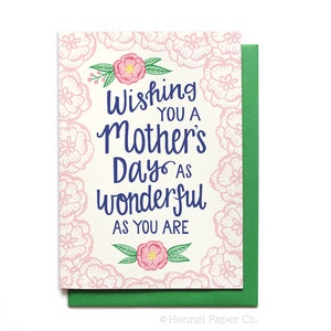 Happy Mothers Day Card Floral Wonderful Like You Pretty Flowers Mom Card Mothers Day Card Unique MD8 image 1