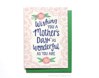 Happy Mothers Day Card Floral - Wonderful Like You - Pretty Flowers Mom Card - Mothers Day Card Unique - MD8