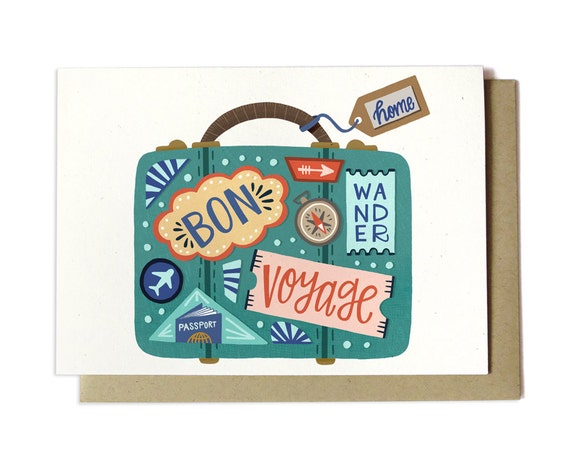 Carte Bon Voyage Carte Mobile Carte De Voyage Going Away Etsy