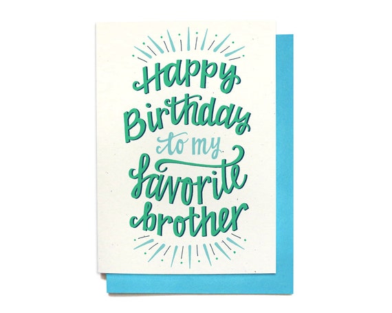 Brother Birthday Card Happy Birthday to my Favorite Brother | Etsy