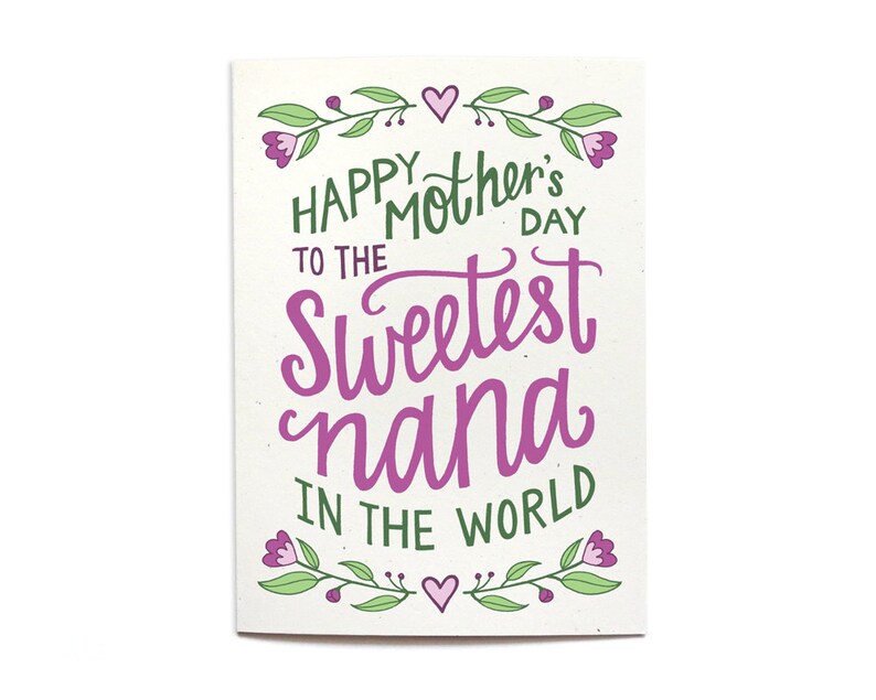 Nana Mothers Day Card Floral Sweetest Nana in the World | Etsy