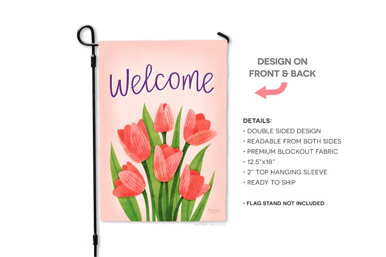 Tulips Welcome Spring Garden Flag - Double Sided Outdoor Decor bild 3