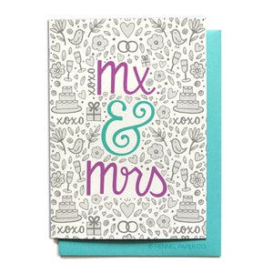 Gender Neutral Mx & Mrs Wedding Card - Wedding Congratulations Congrats Transgender Gender-Nonconforming Nonbinary - Hennel Paper Co. WD15