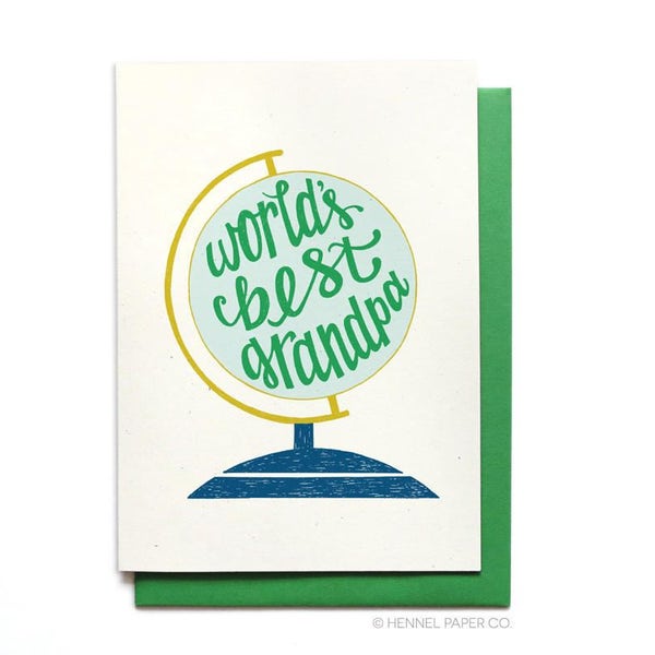 Grandpa Birthday Card - World's Best Grandpa - Globe - FD8