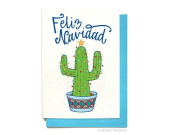 Feliz Navidad Holiday Card - Cactus Christmas Card - Holiday Card Set - Christmas Card Set - Hennel Paper Co. - XM21
