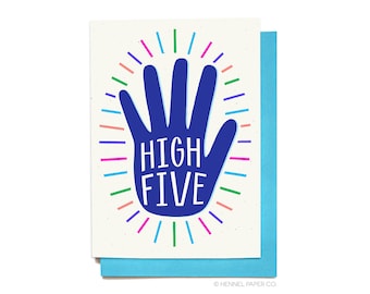 Congratulations Card - High Five! Card - Congrats Card - Celebration Card - Graduation Card - Hennel Paper Co. CG15