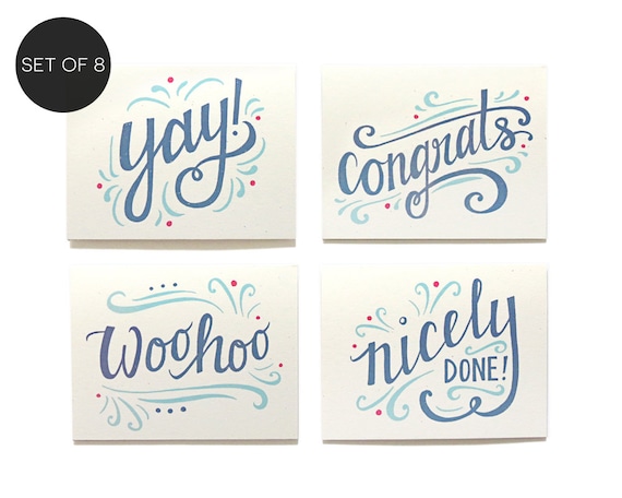 Congrats Note Card Set - Assorted Graduation Cards, Blank Inside