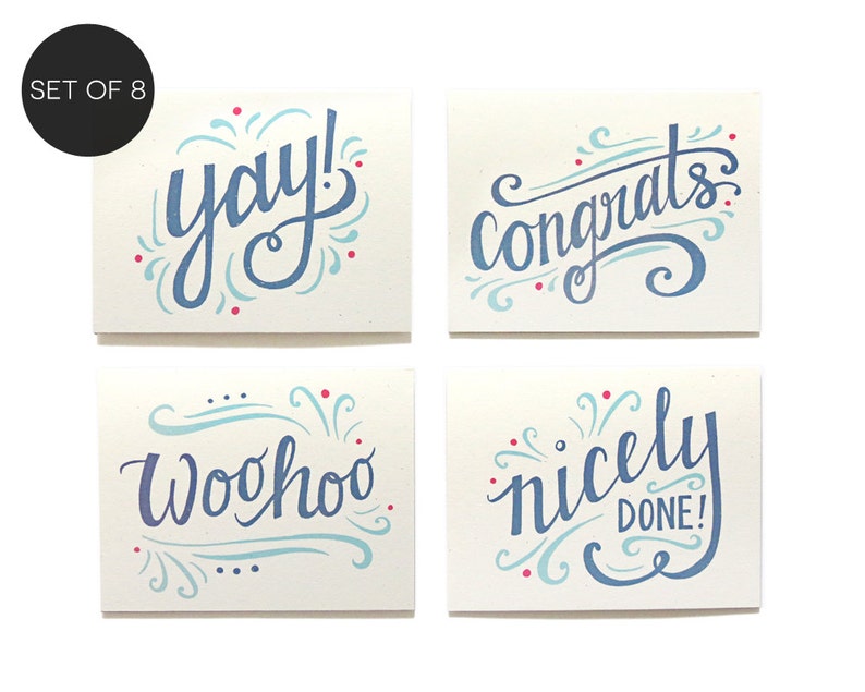 Congratulations Assorted Note Card Set of 8 A2 Congrats Boxed Set Graduation Card Set image 1