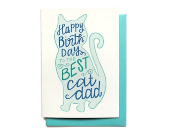 Cat Dad Birthday Card - Cat Birthday for him - Happy Birthday to the best cat dad - Birthday card from the cat - BD41