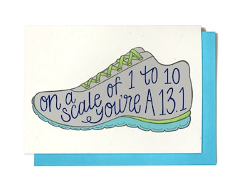 Marathon Card - Half Marathon Card - On a scale of 1 to 10 - Running Card - Race Day Card for runner - 13.1 - 26.2 Hennel Paper Co.