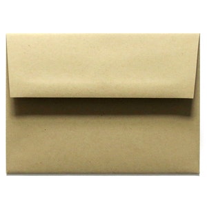 Op de afbeelding: Een bruine papieren envelop met een flap.