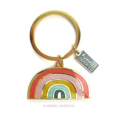 Rainbow Enamel Keychain - Mothers Day Gift for Her - Best friend gift - Cute Rainbow Keychain - Hennel Paper Co.