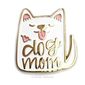 Dog Mom Enamel Pin White Mother Day Gift Dog Mom Gift Dog Pin Dog Enamel Pin Dog lapel pin Gifts under 15 Gifts for her under 30 image 2