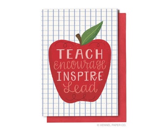 Teacher Card - Back to School Card - Apple - Teacher Gift - Thank You Teacher - Hennel Paper Co. SC3