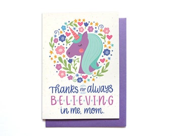 Inspirational Mothers Day Card - Unicorn Mom Birthday Card - Mom Thank You Card - Hennel Paper Co. MD35