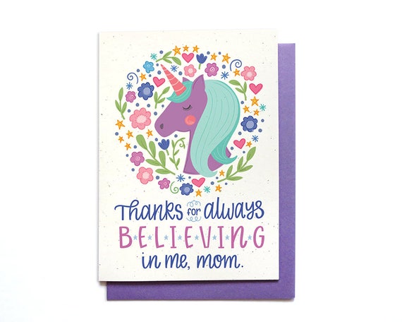 Unicorn Mom Card: Inspirational Birthday Thank You Note